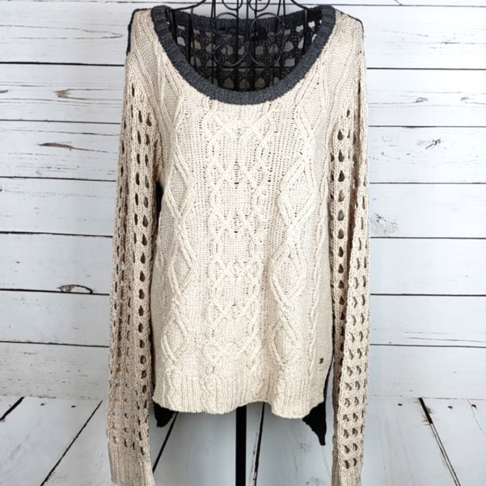 One Grey Day Metallic Cable Knit Sweater